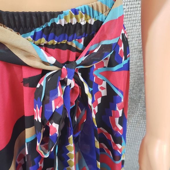 Brightly Multi-Colored Skirt w/ Wrap Belt - Picture 2 of 3